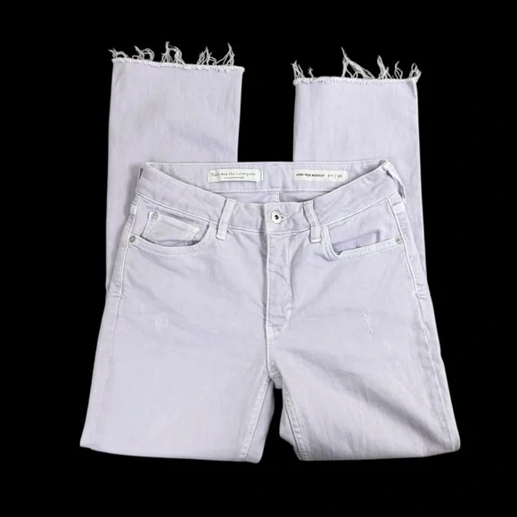 Pilcro Anthropologie High Rise Bootcut Cropped Distressed Denim Jeans 26 Purple - Picture 3 of 6